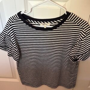 Madewell Women's Black and White Striped Short Sleeve Tee